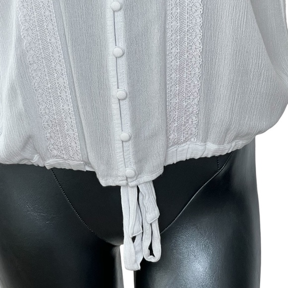 SANCTUARY White Bohemian Short Sleeve Button Down Top Blouse Women's Size S - Picture 11 of 16